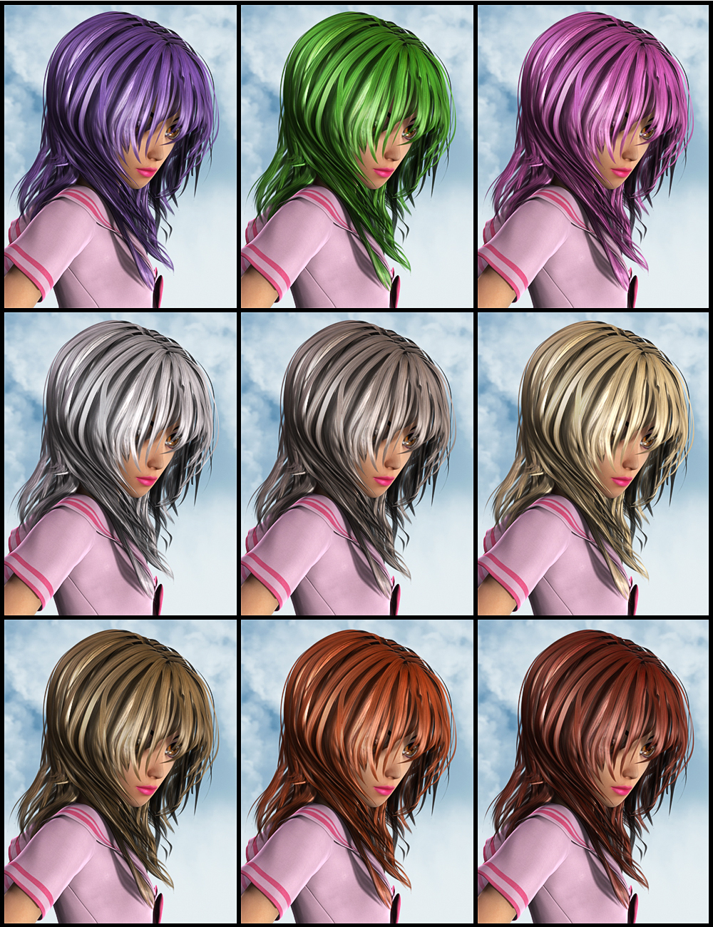 Koko Hair for Genesis 2 Female(s) by: 3DCelebrity, 3D Models by Daz 3D