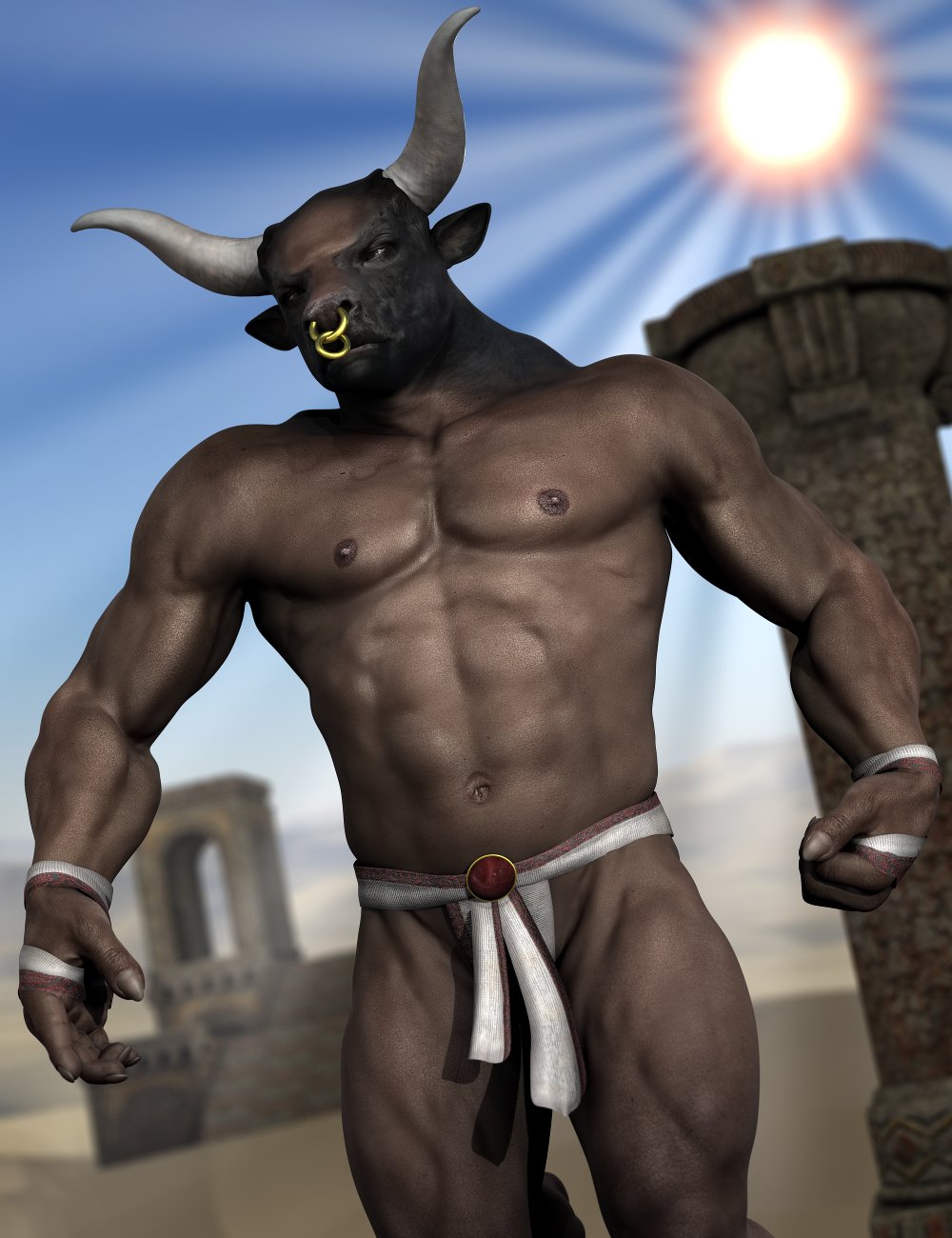 Mighty Minotaur 6 Outfit And Morphs by: Sickleyield, 3D Models by Daz 3D