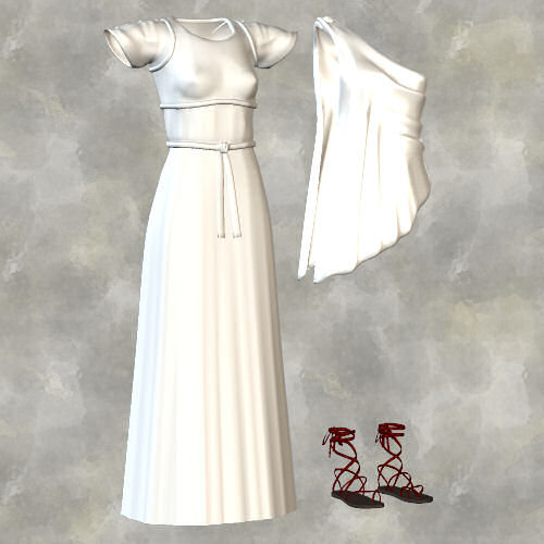 Victoria 3 Mediterranean Dress and Wrap by: Lourdes, 3D Models by Daz 3D