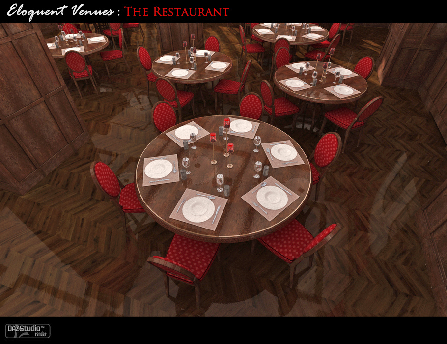 Eloquent Venues: The Restaurant  Props by: ForbiddenWhispersFWDesign, 3D Models by Daz 3D