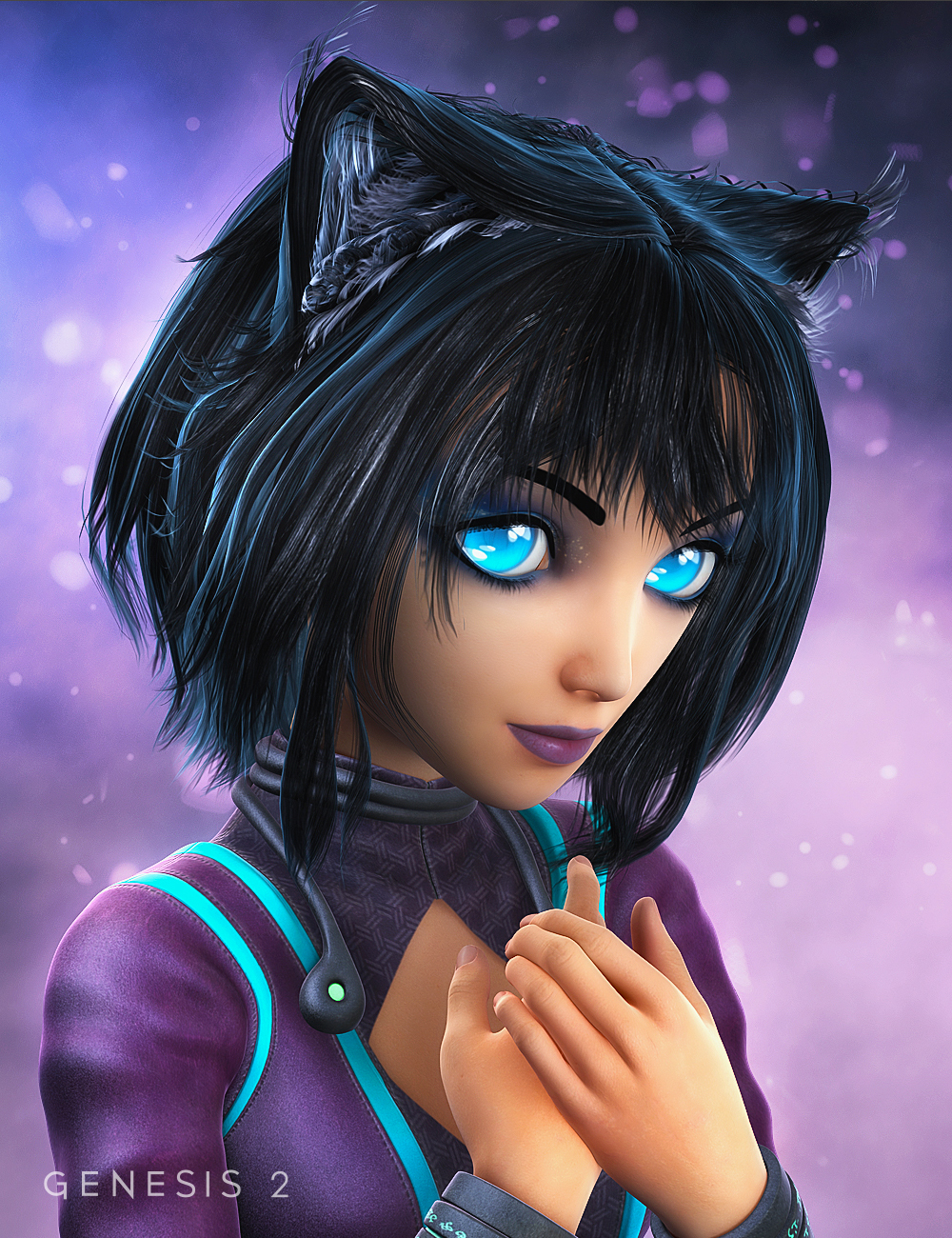 Anime Kitten Hair for Genesis 2 Female(s) | Daz 3D