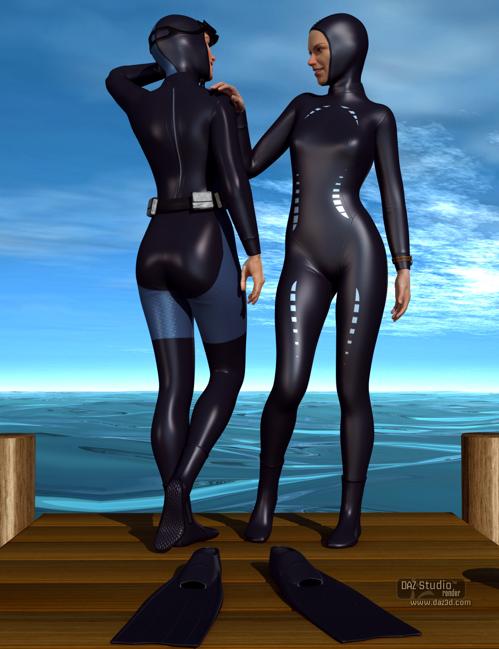Freediver and Accessories for Genesis 2 Female(s) by: HolbeinC, 3D Models by Daz 3D