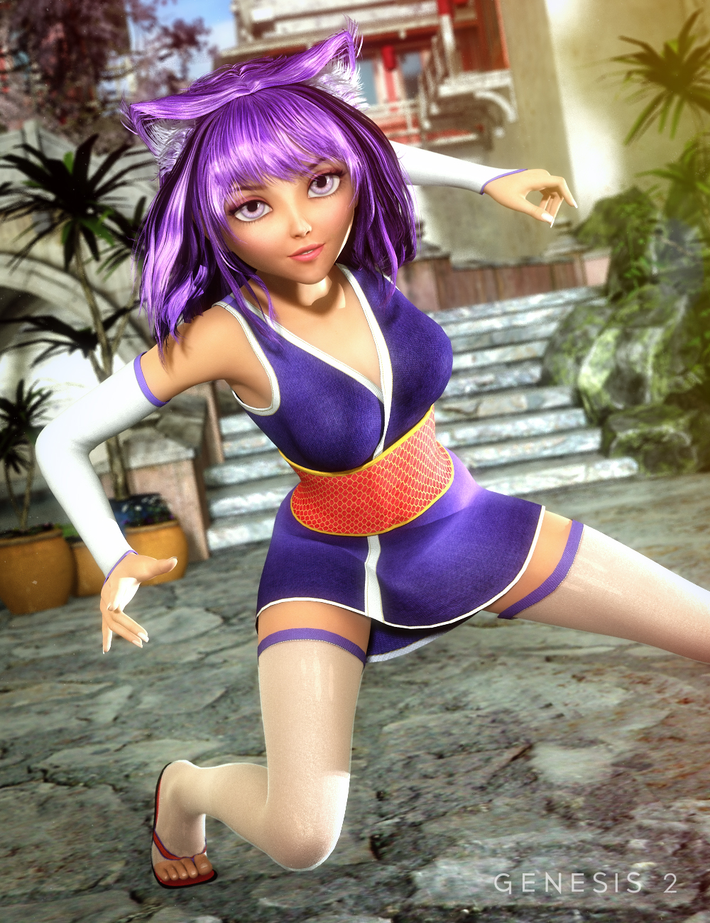 Shinobi Shozoku for Genesis 2 Female(s) by: SarsaXena, 3D Models by Daz 3D