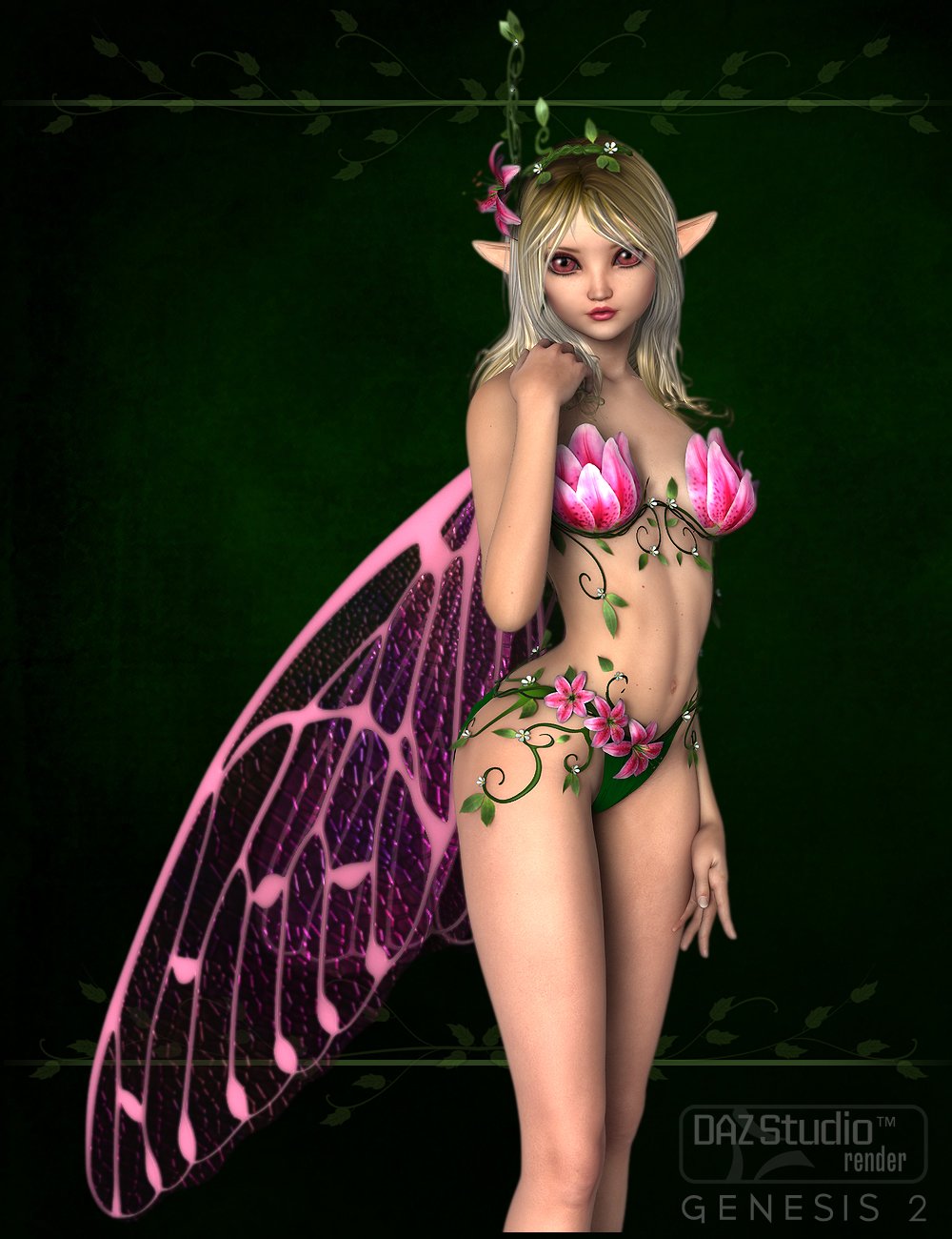 Flower Faeries for Genesis 2 Female(s) - Lily Fae by: Ryverthorn, 3D Models by Daz 3D