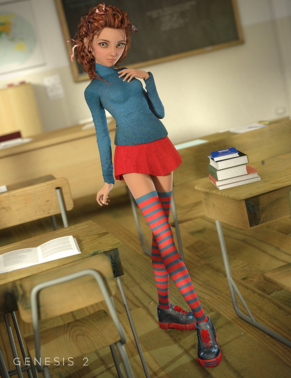 Manga Student for Genesis 2 Female(s) by: Oskarsson, 3D Models by Daz 3D