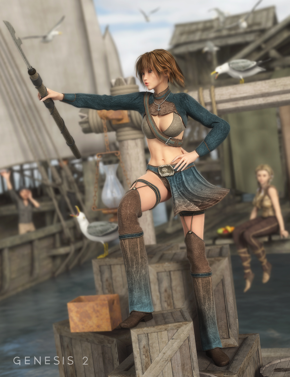Harpoon Girl Outfit for Genesis 2 Female(s) by: SarsaVal3dart, 3D Models by Daz 3D