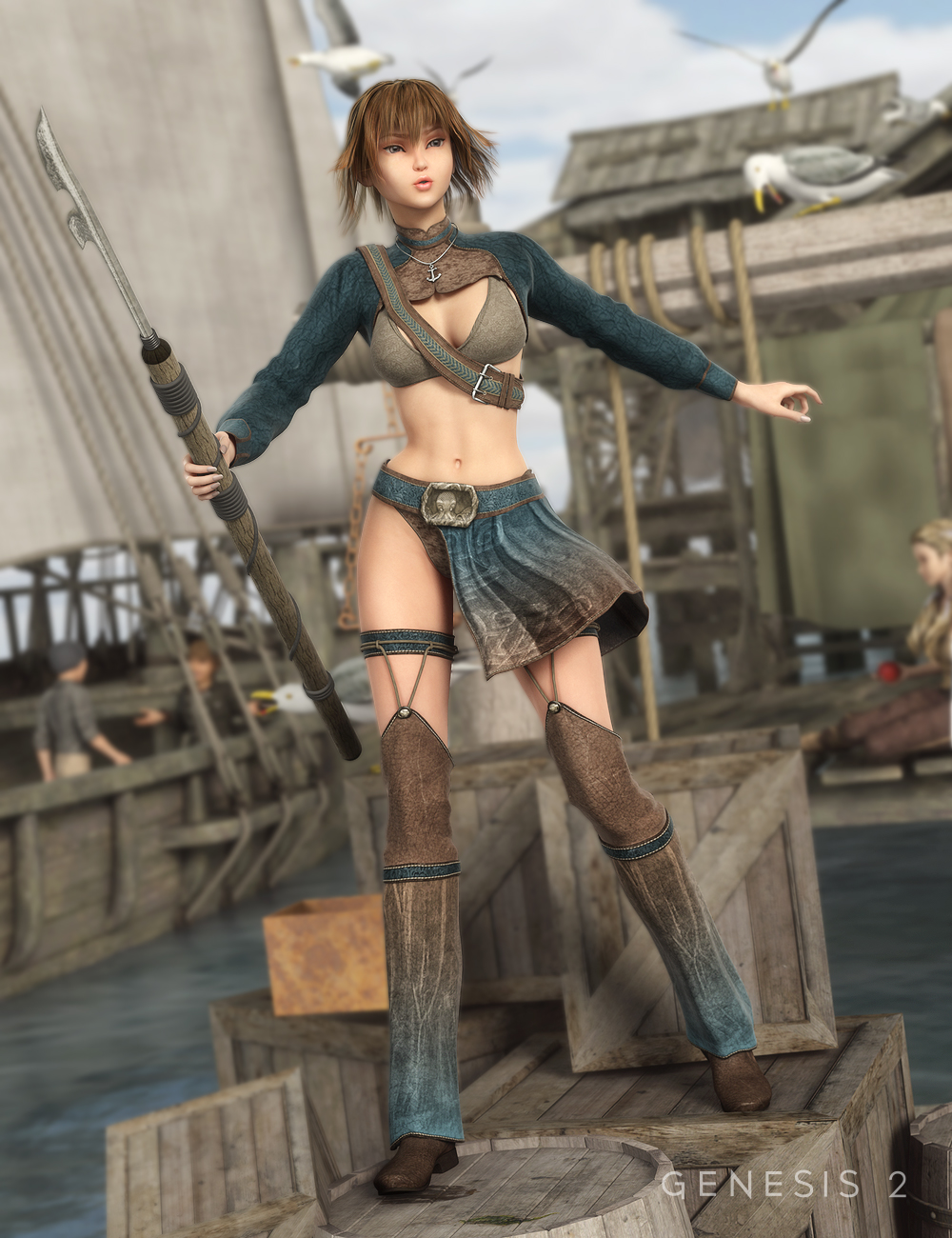 Harpoon Girl Outfit for Genesis 2 Female(s) Harpoon Girl Outfit for Genesis 2 Female(s) by: SarsaVal3dart, 3D Models by Daz 3D