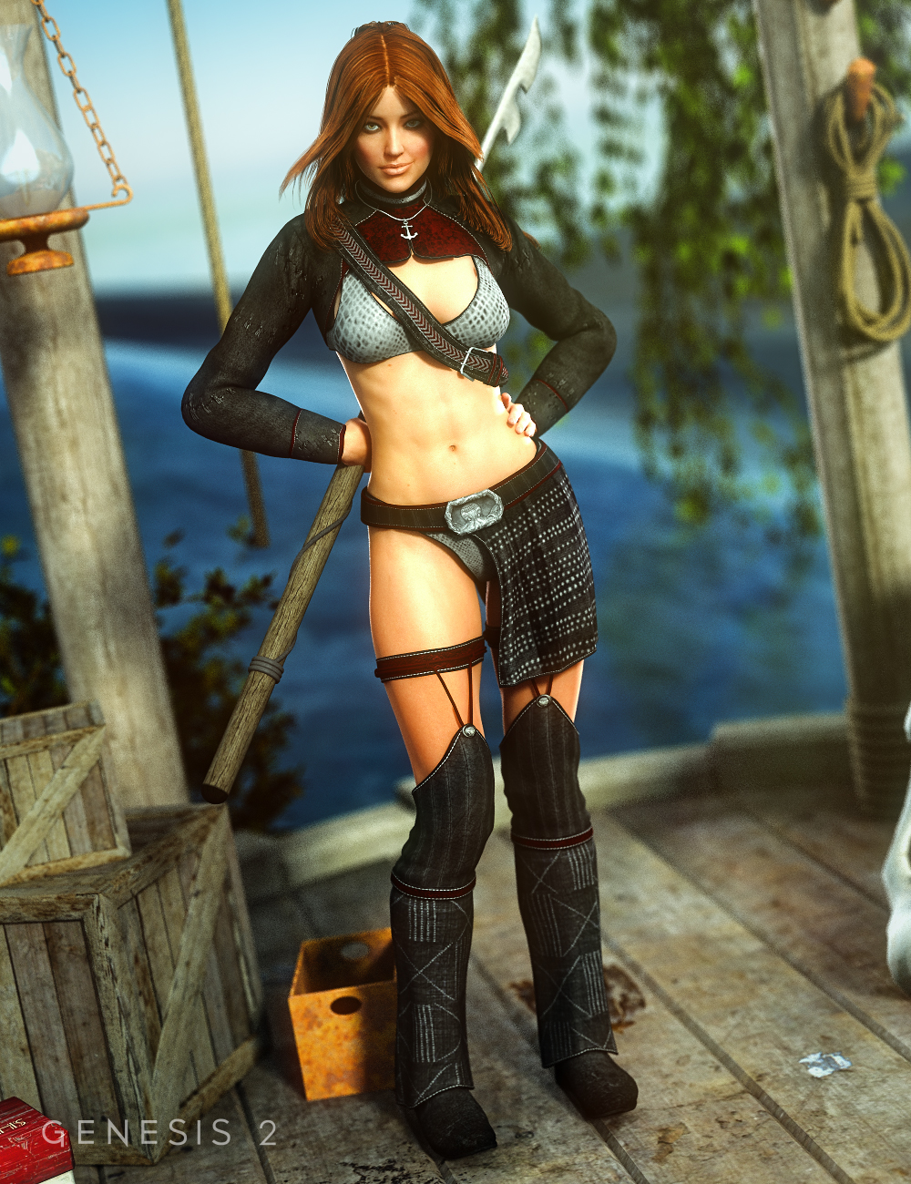 Harpoon Girl Outfit Textures by: Sarsa, 3D Models by Daz 3D