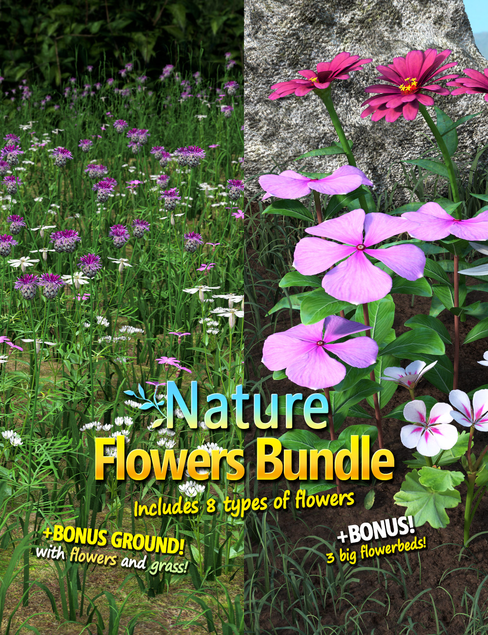 Nature - Flowers Bundle by: Andrey Pestryakov, 3D Models by Daz 3D
