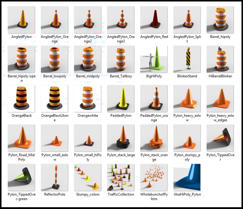 Traffic Cones, Pylons, and Lane Dividers Daz 3D