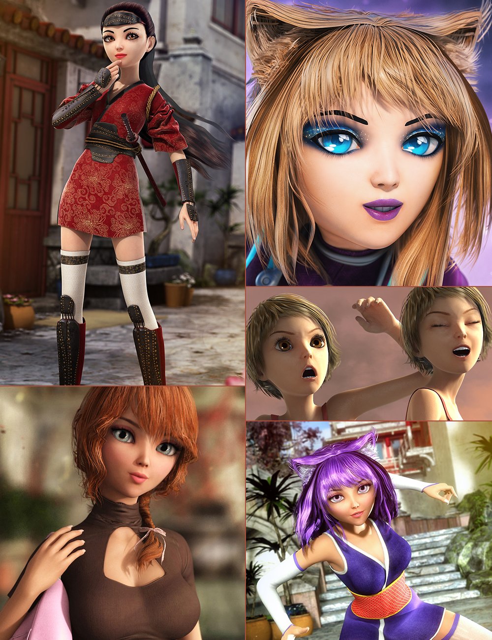 Keiko 6 Premiere Add-On Bundle by: , 3D Models by Daz 3D