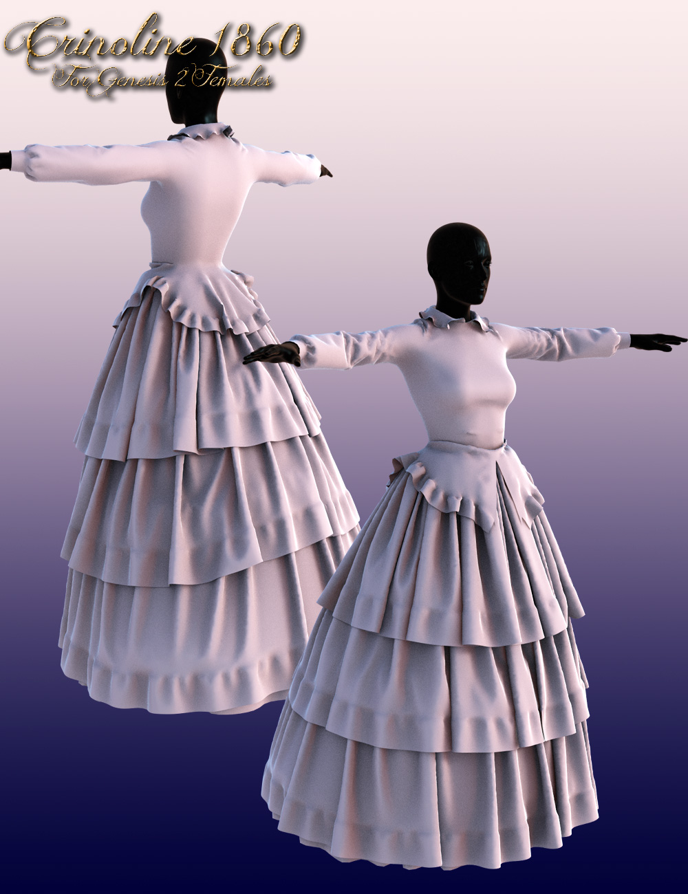1860 Crinoline Dress for Genesis 2 Female(s) 1860 Crinoline Dress for Genesis 2 Female(s) by: MartinJFrost, 3D Models by Daz 3D