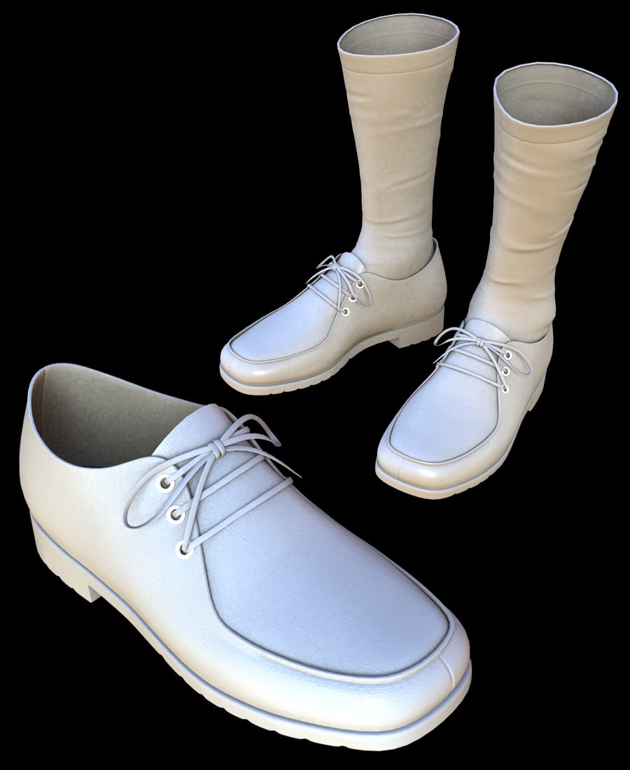 Lace-up Loafers & Socks for the Genesis 2 Male(s) by: Dogz, 3D Models by Daz 3D