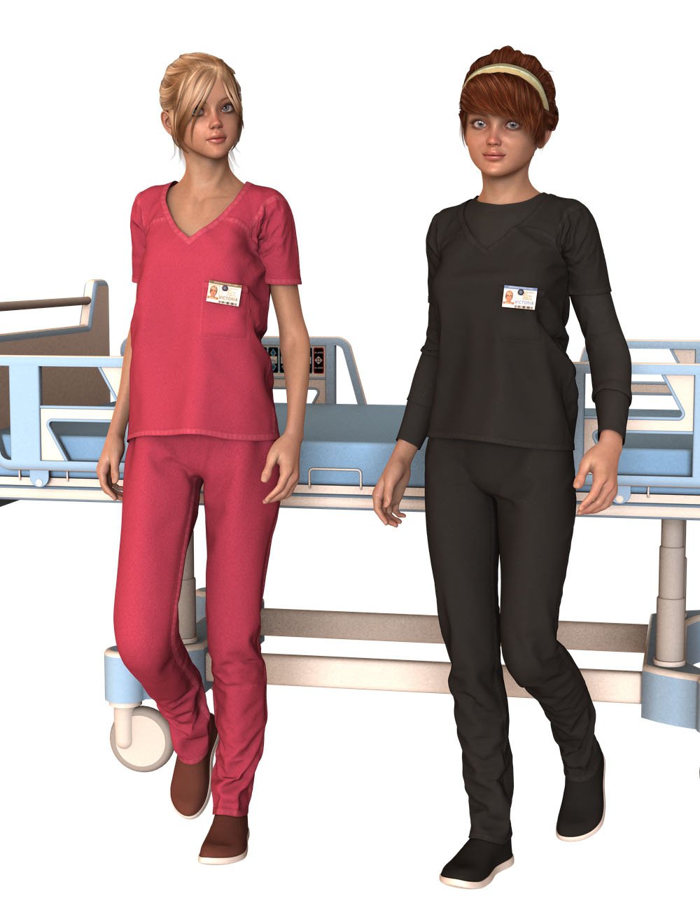 Prison Clothes and Scrubs for Genesis 2 Female(s) by: Oskarsson, 3D Models by Daz 3D