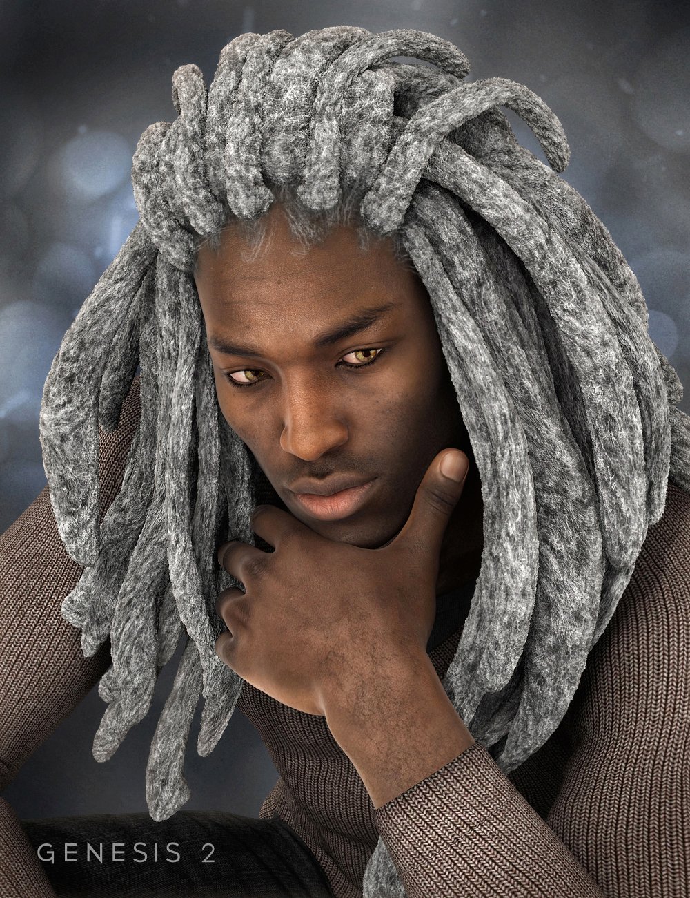 Messy Dreads for Genesis 2 Male(s) by: 3DCelebrity, 3D Models by Daz 3D