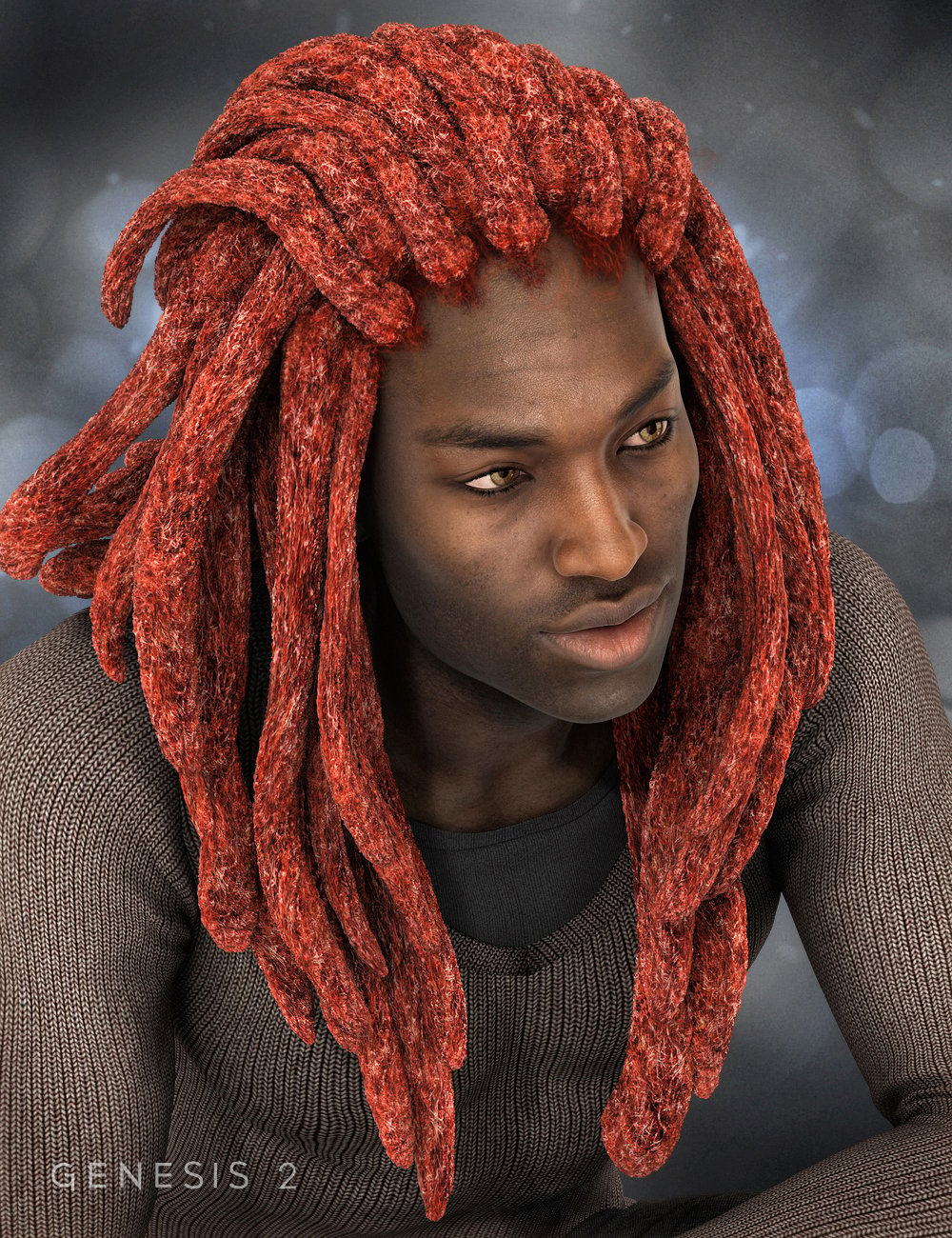 Messy Dreads for Genesis 2 Male(s) by: 3DCelebrity, 3D Models by Daz 3D