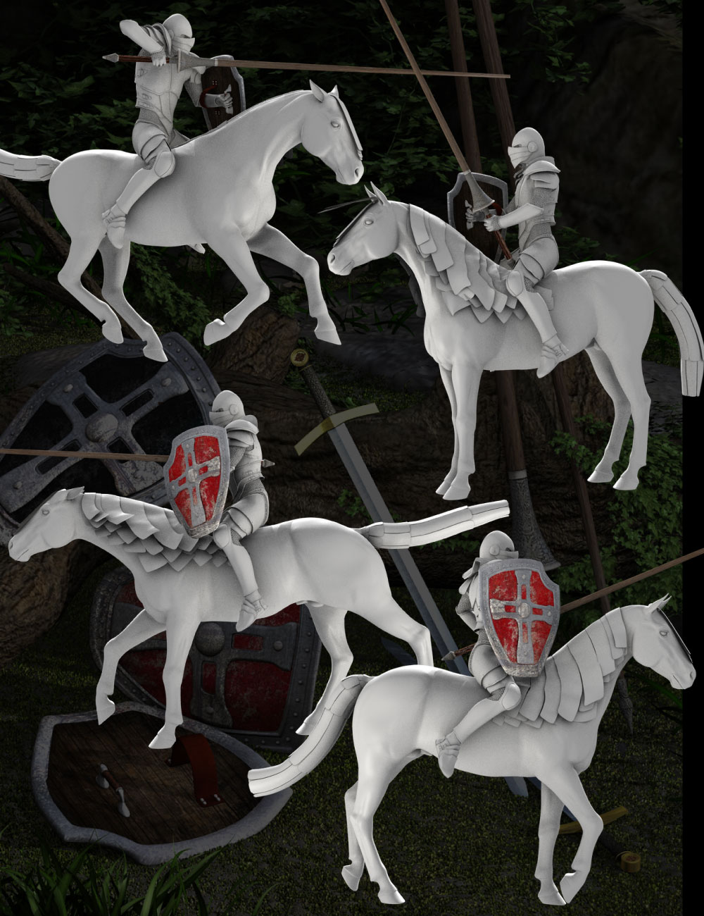 DA Mounted Knight Pose Set by: Design Anvil, 3D Models by Daz 3D