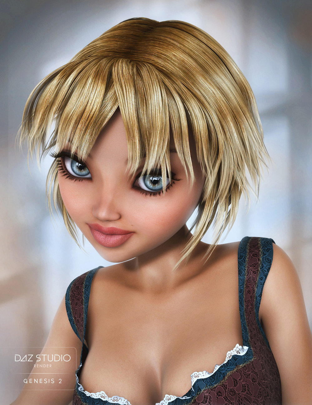 Razor Cut Hair for Genesis 2 Female(s) by: goldtassel, 3D Models by Daz 3D