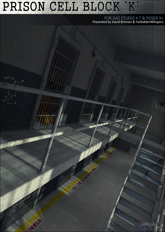 Prison Cell Block 'K' by: ForbiddenWhispersDavid Brinnen, 3D Models by Daz 3D