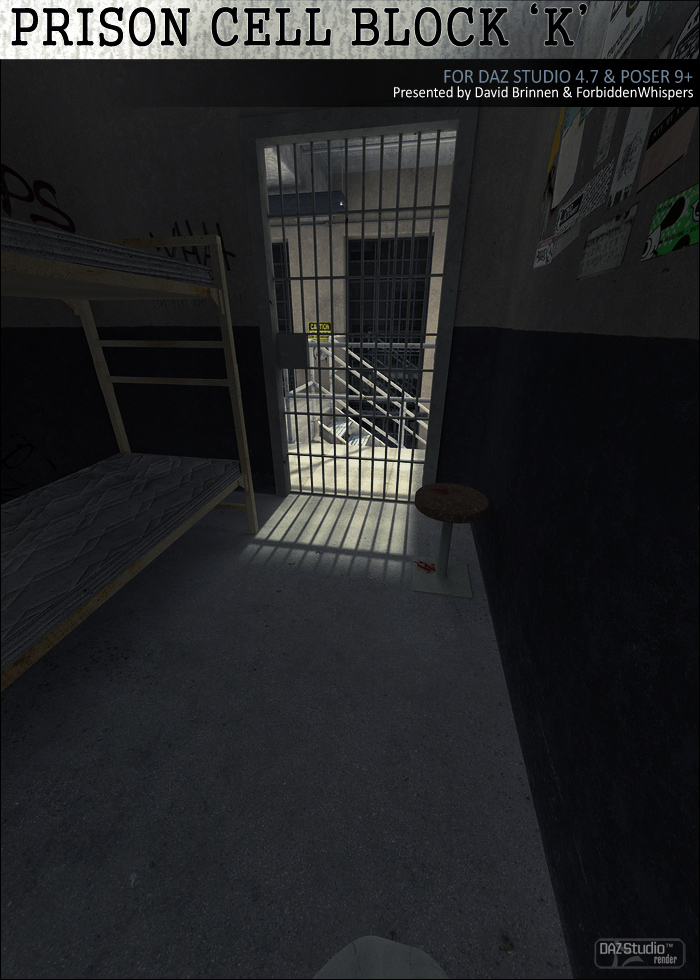 Prison Cell Block 'K' Prison Cell Block 'K' by: ForbiddenWhispersDavid Brinnen, 3D Models by Daz 3D
