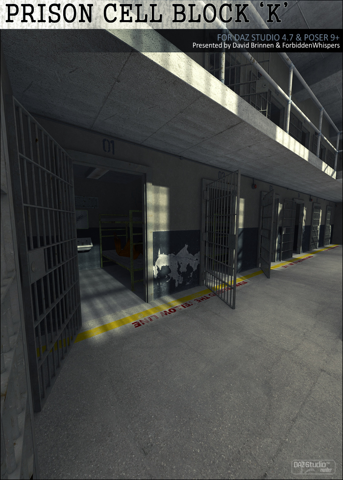 Prison Cell Block 'K' by: ForbiddenWhispersDavid Brinnen, 3D Models by Daz 3D