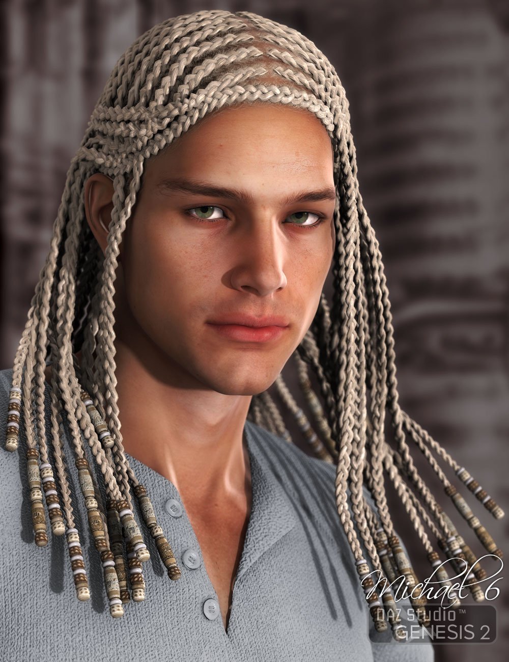 Vidal Braids for Genesis 2 Male(s) by: AprilYSH, 3D Models by Daz 3D