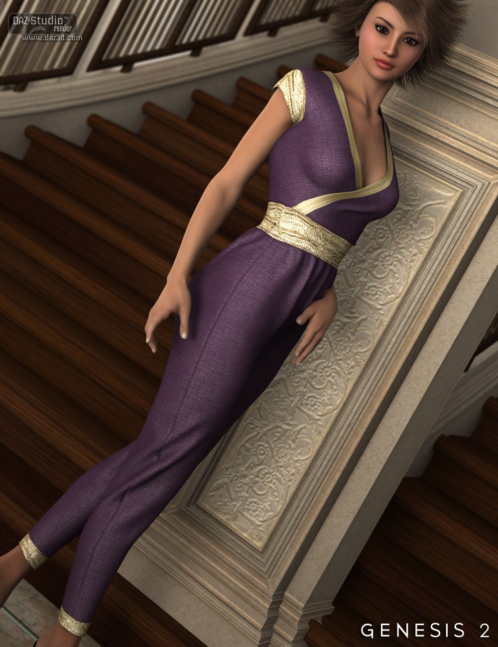 Ashleigh Jumpsuit for Genesis 2 Female(s) by: Nikisatez, 3D Models by Daz 3D