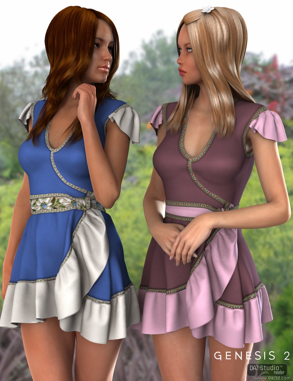 Dahlia Dress for Genesis 2 Female(s) by: Nikisatez, 3D Models by Daz 3D
