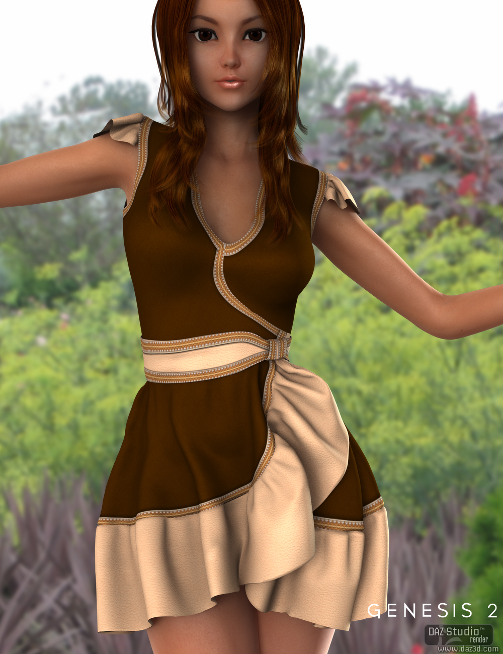 Dahlia Dress for Genesis 2 Female(s) by: Nikisatez, 3D Models by Daz 3D