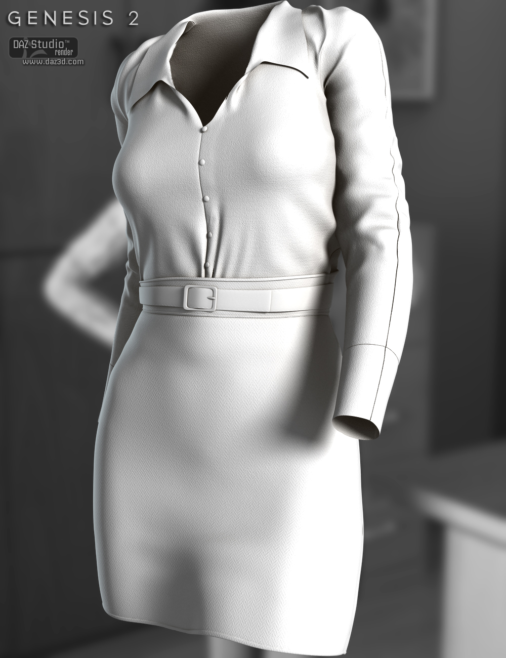 Workday Dress 2 for Genesis 2 Female(s) by: Nikisatez, 3D Models by Daz 3D