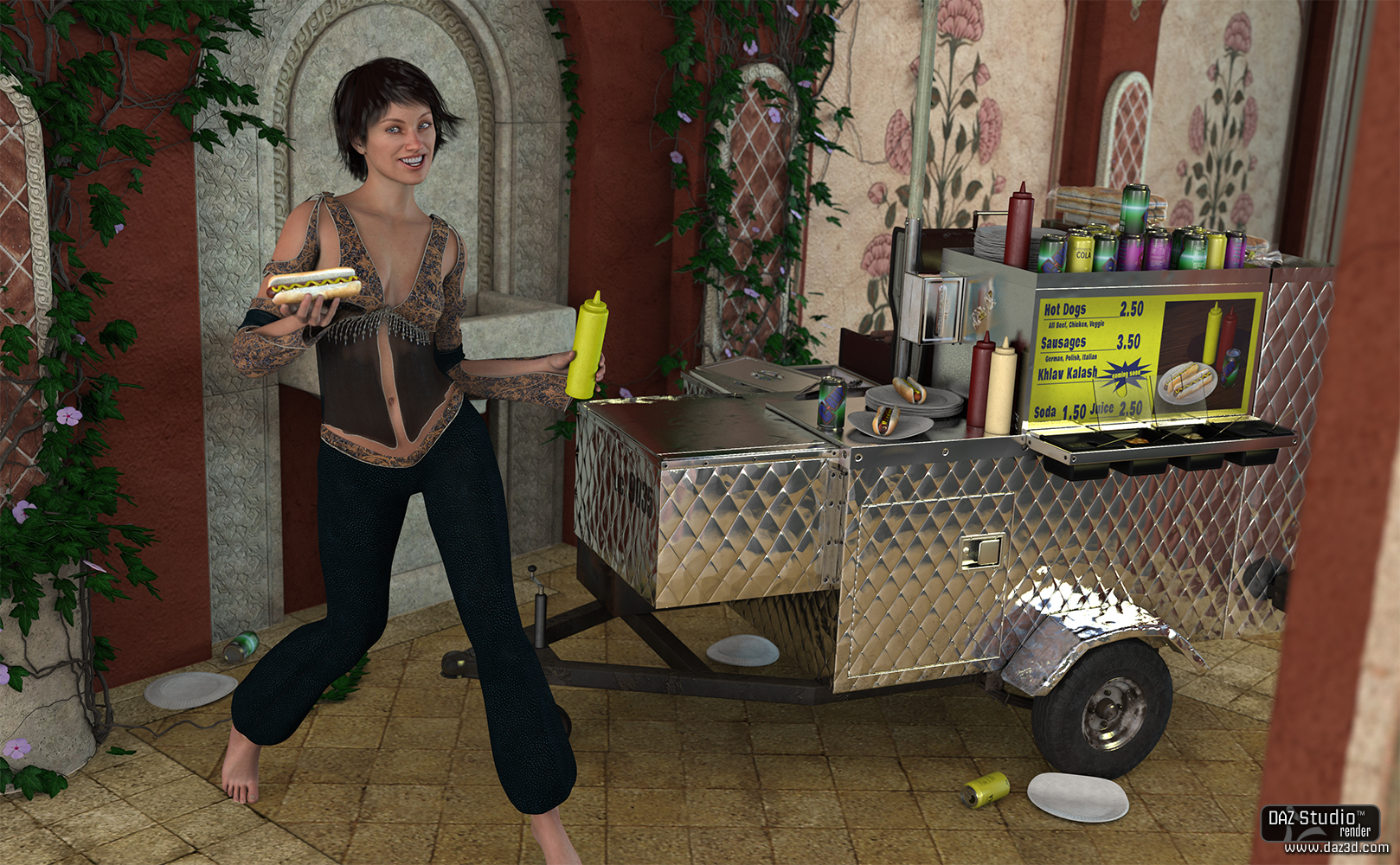 Hot Dog Cart by: Hole, 3D Models by Daz 3D