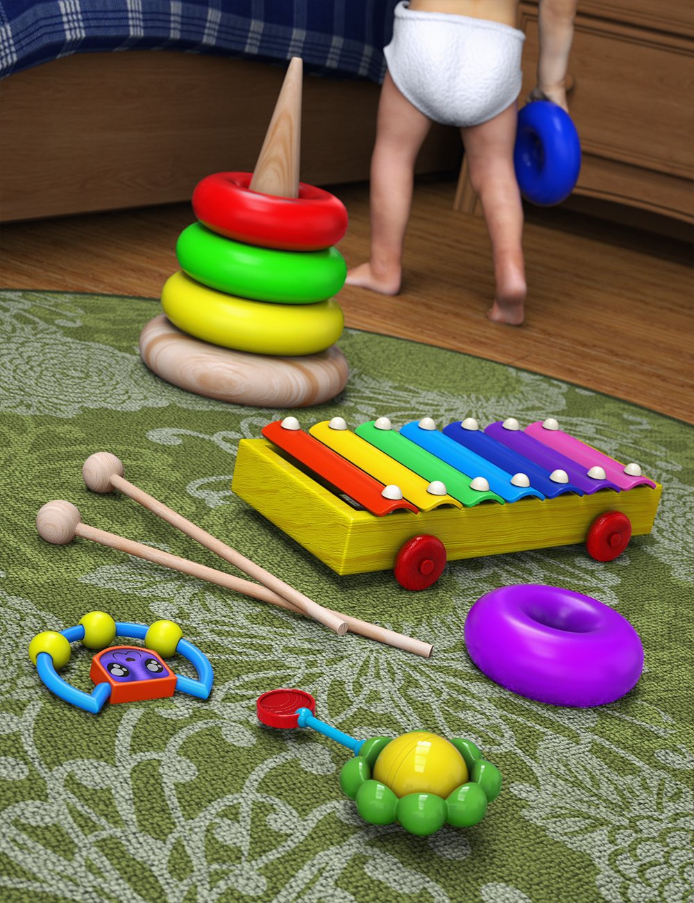 Toddler and Baby Toys by: Valandar, 3D Models by Daz 3D