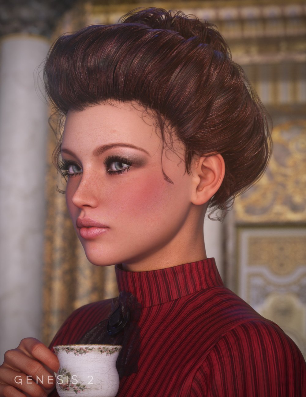 Edwardian Hair for Genesis and Genesis 2 Female(s) by: goldtassel, 3D Models by Daz 3D