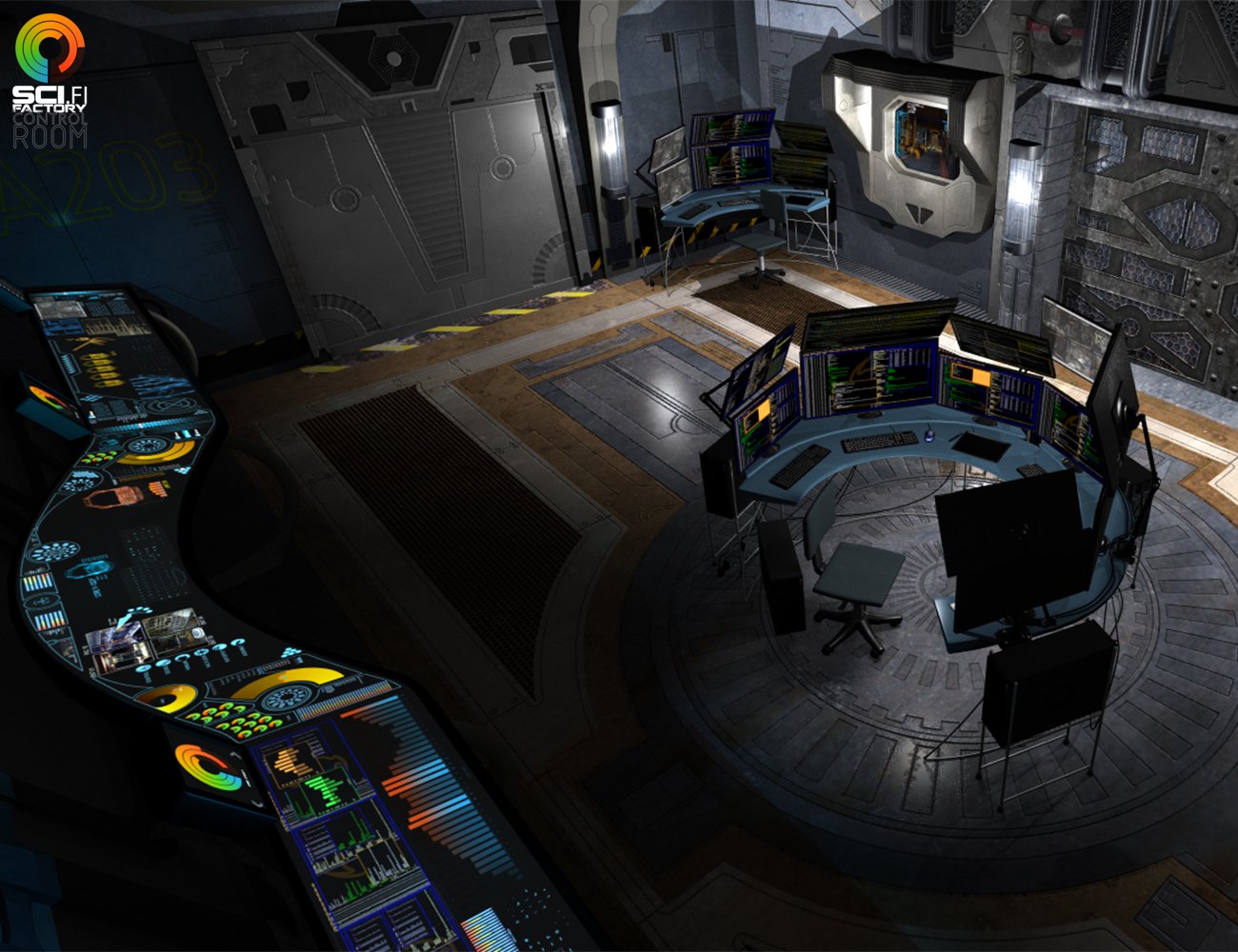 Sci-Fi Factory - Control Room by: Phantasmagorical Scenes, 3D Models by Daz 3D