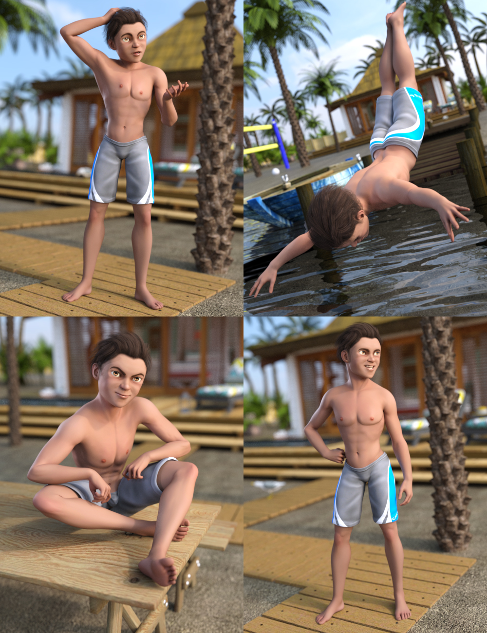 Island Boy Poses for Cory 6 by: Muscleman, 3D Models by Daz 3D