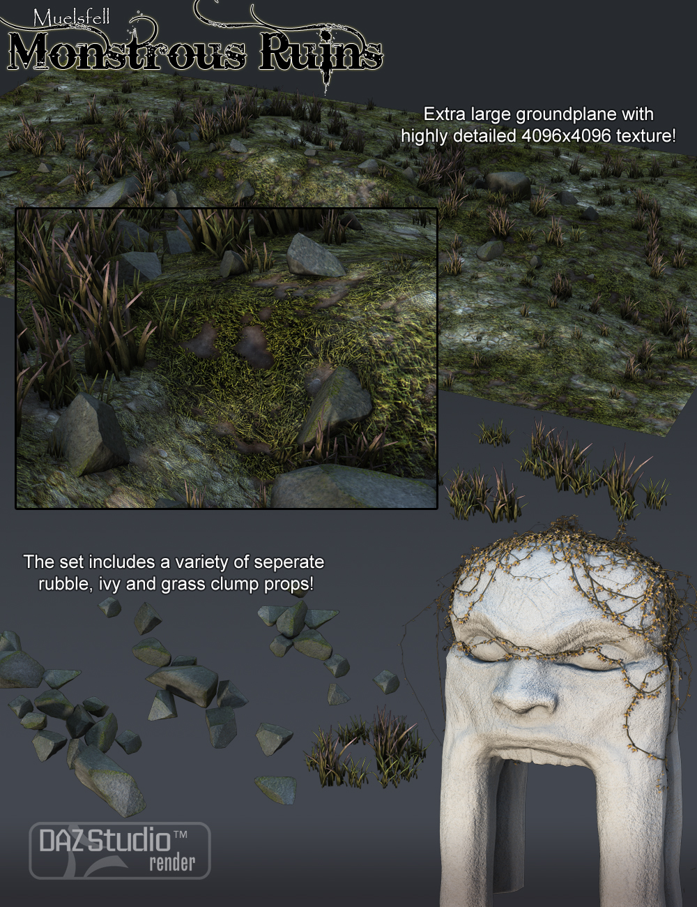 Muelsfell Monstrous Ruins by: E-Arkham, 3D Models by Daz 3D