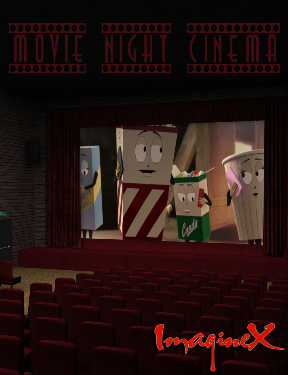 Movie Night Cinema by: ImagineX, 3D Models by Daz 3D