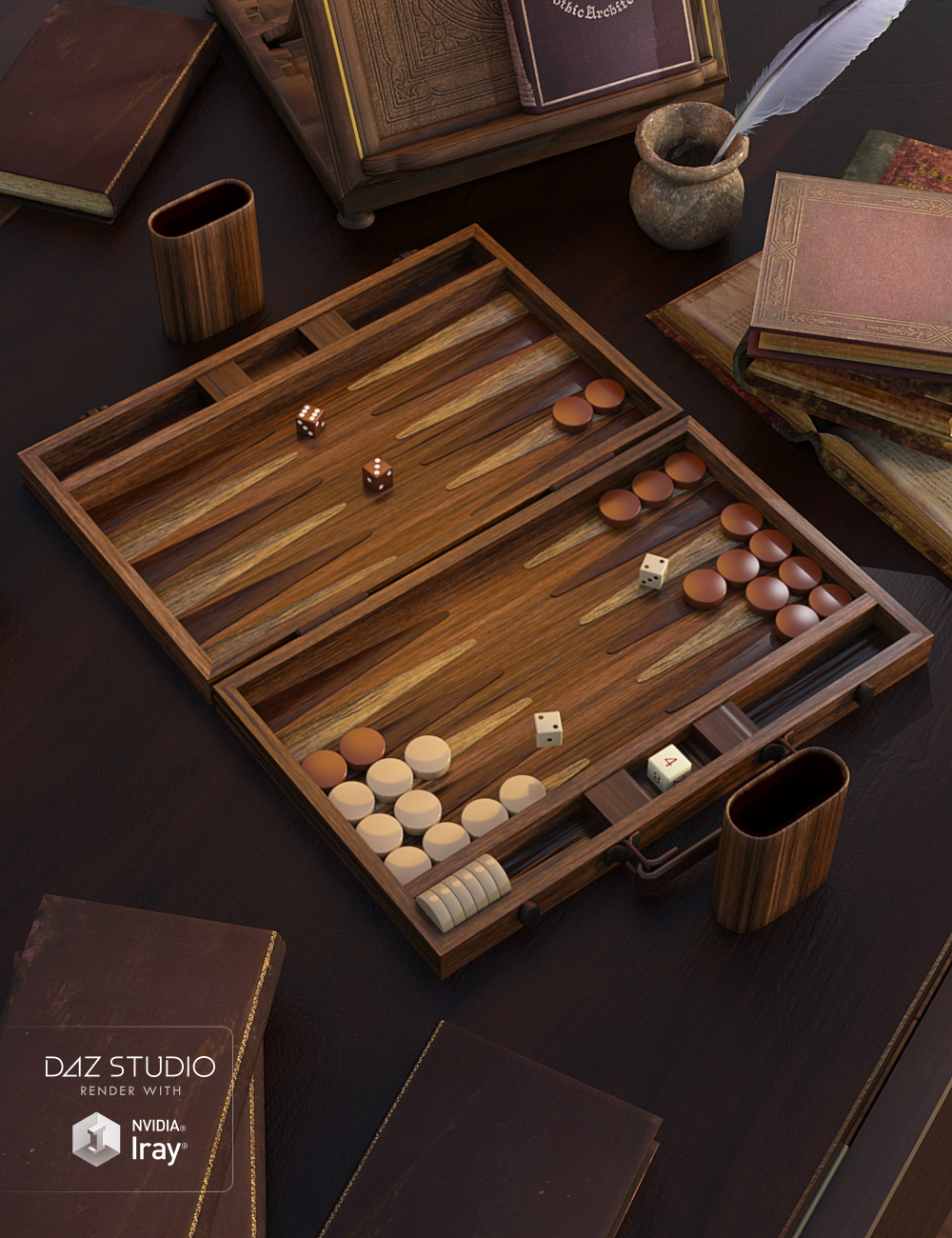 Ready to Play - Backgammon Set by: Denki Gaka, 3D Models by Daz 3D