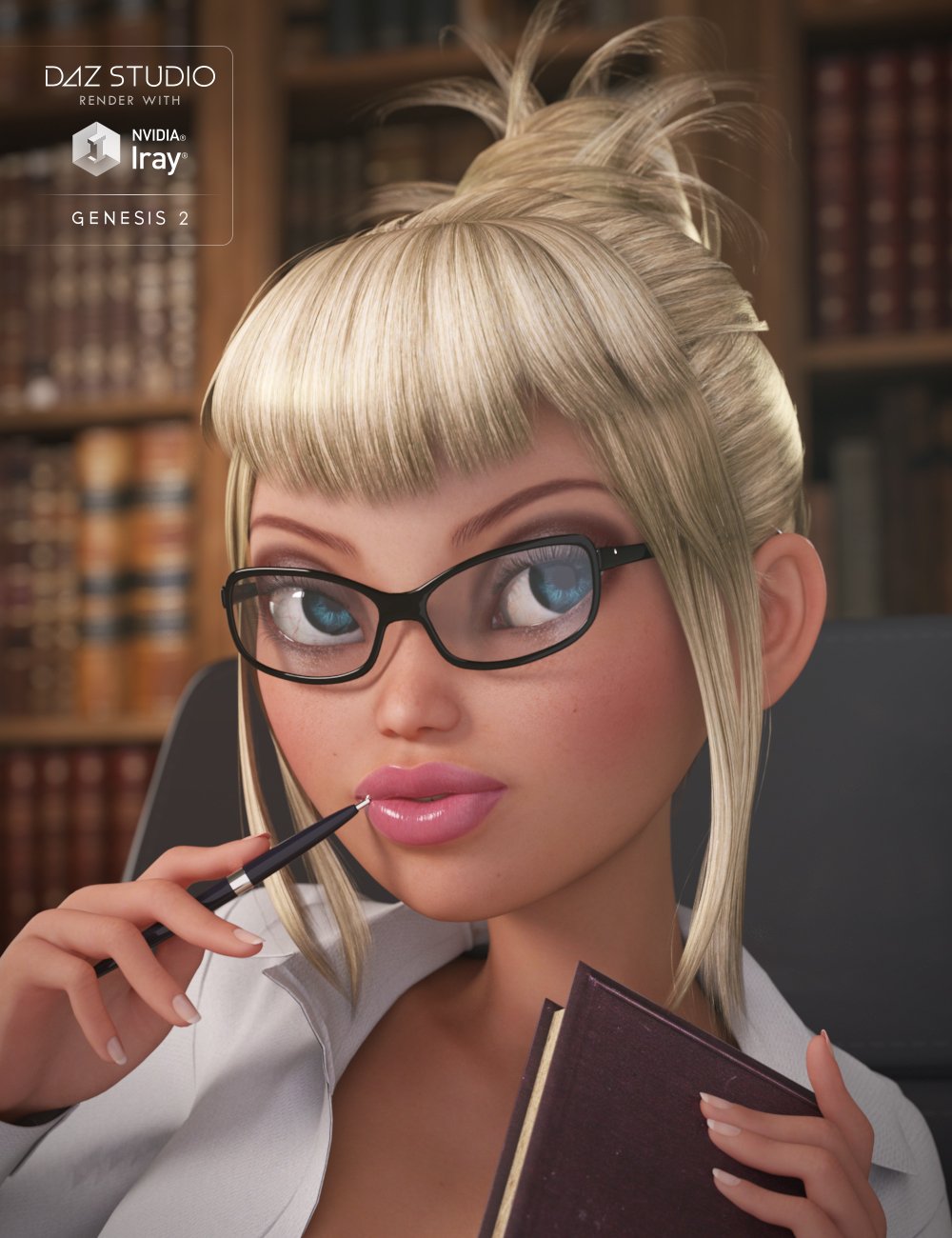 Librarian Pinup Updo by: , 3D Models by Daz 3D
