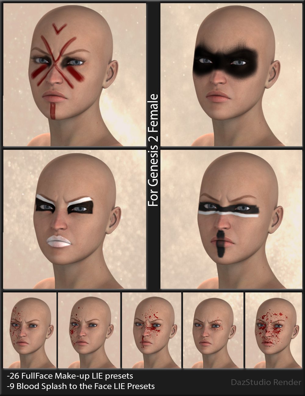 Warrior Make-up for Genesis 2 Female(s) Warrior Make-up for Genesis 2 Female(s) by: Neikdian, 3D Models by Daz 3D
