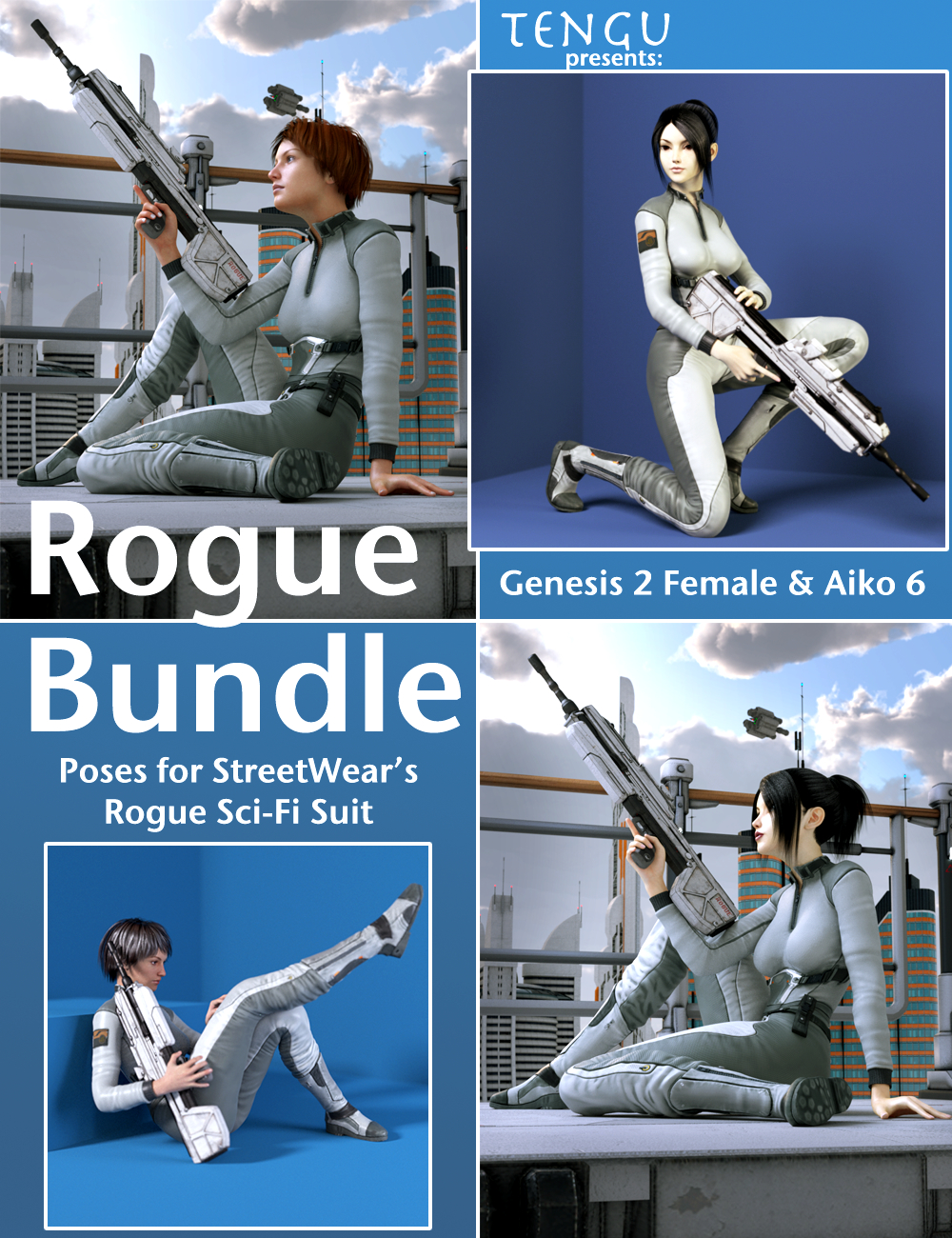 Rogue Poses for Aiko 6 and Genesis 2 Female(s) by: Tengu23, 3D Models by Daz 3D
