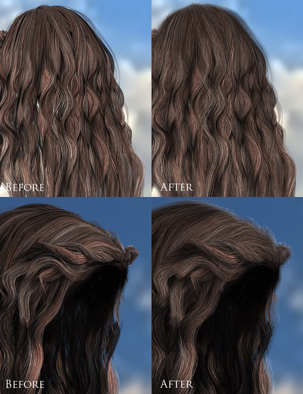 Udane Hair Frizzies - Realistic Hair Augmentation for DAZ Studio | Daz 3D