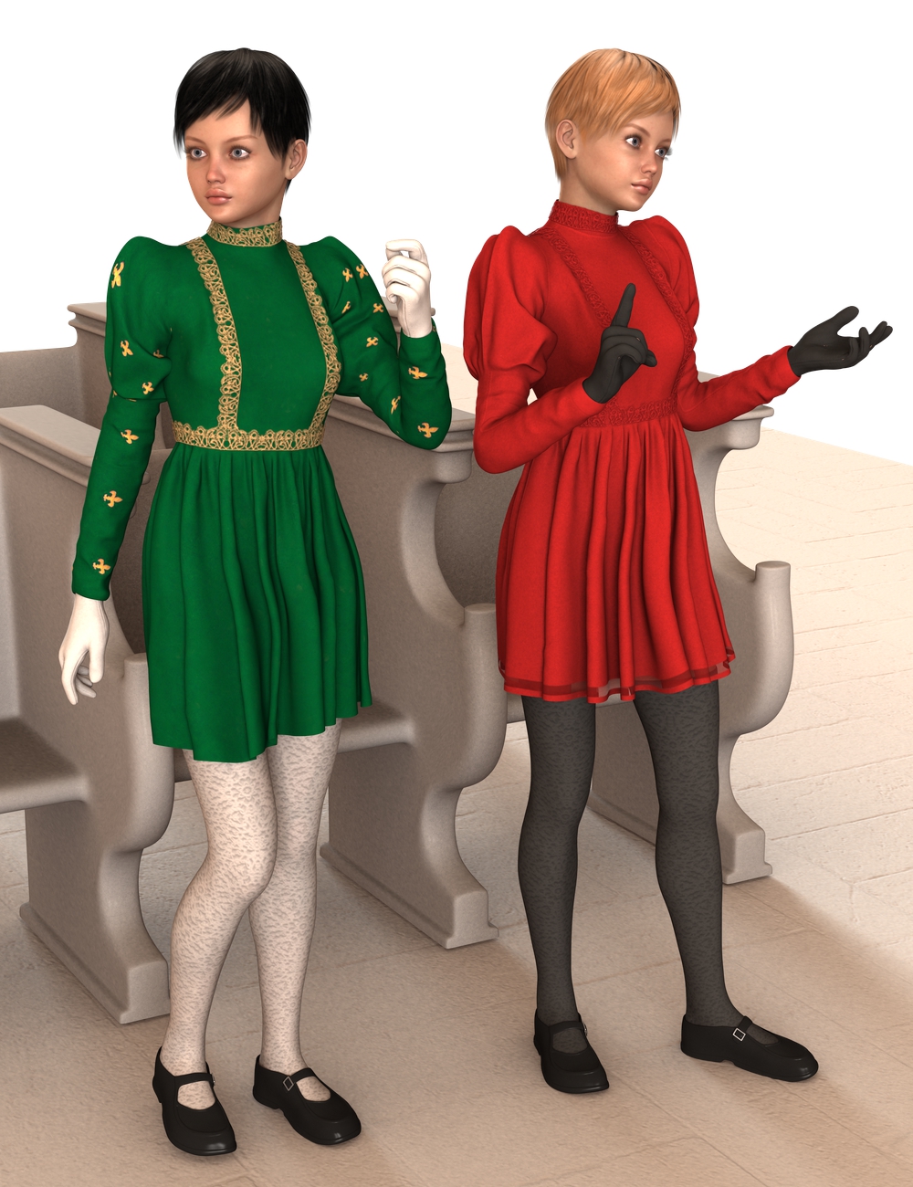 Sunday School Dress for Genesis 2 Female(s) by: Oskarsson, 3D Models by Daz 3D