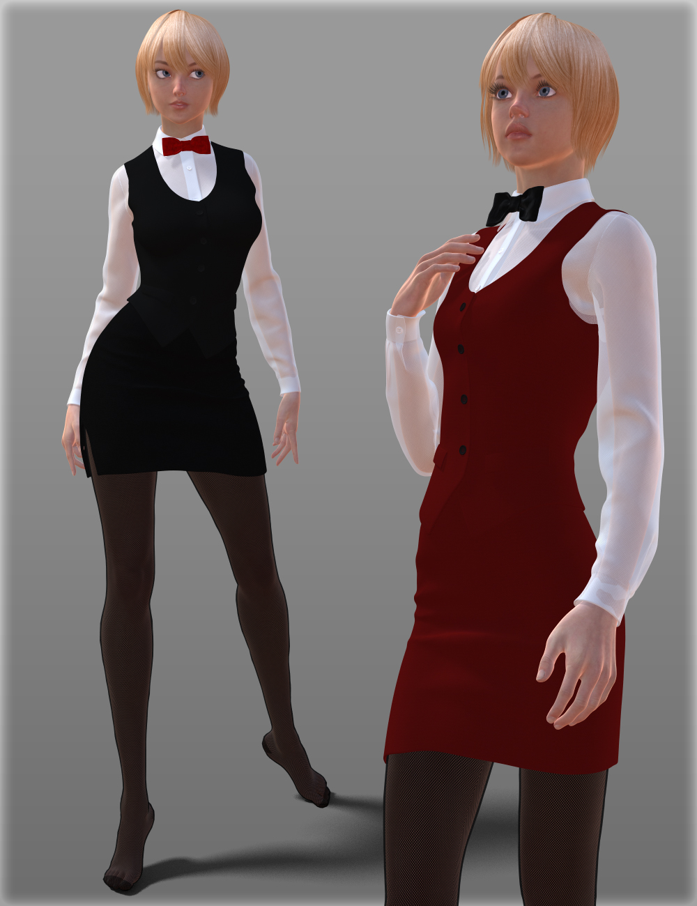 Waitress Uniform for Genesis 2 Female(s) by: IH Kang, 3D Models by Daz 3D