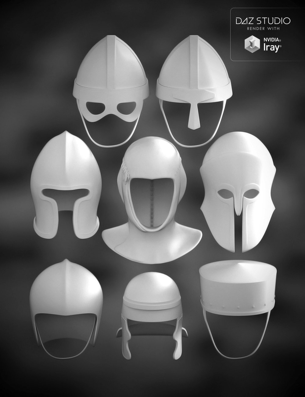 Helms of History for Genesis 2 Male(s) by: Valandar, 3D Models by Daz 3D