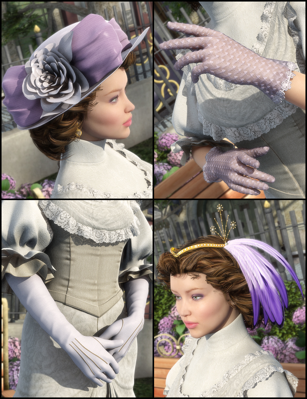 Edwardian Accessories for Genesis 2 Female(s) by: Ravenhair, 3D Models by Daz 3D