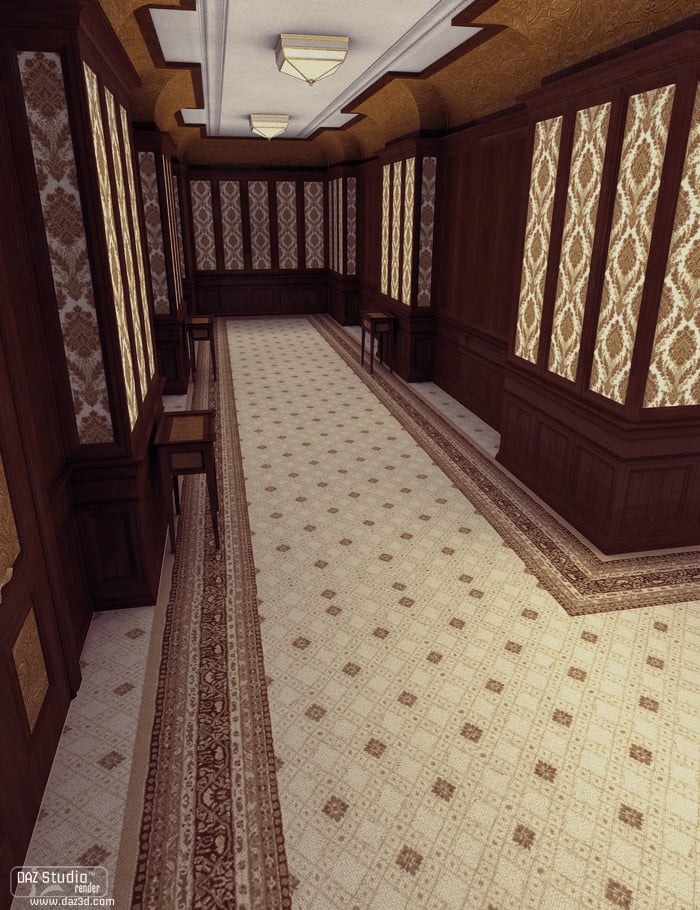 Decadent Hotel Hallway Decadent Hotel Hallway by: ForbiddenWhispersFWDesign, 3D Models by Daz 3D