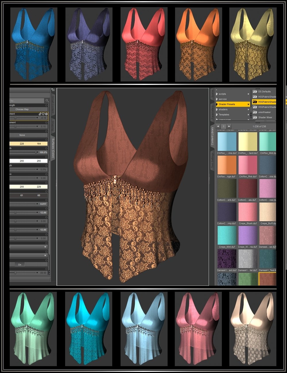 HSS Fabric Shaders 2- Sensation by: Handspan Studios, 3D Models by Daz 3D