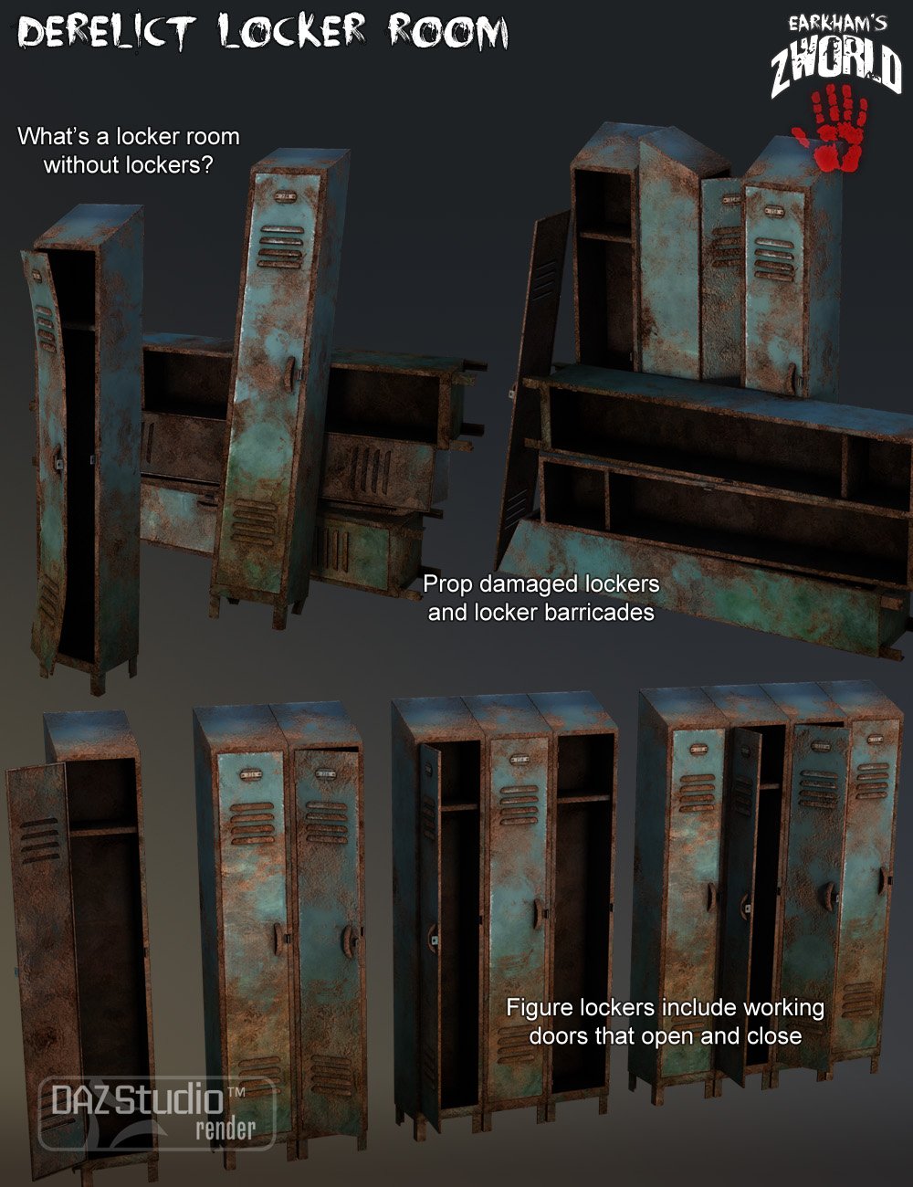 EArkham's ZWorld Derelict Locker Room by: E-Arkham, 3D Models by Daz 3D