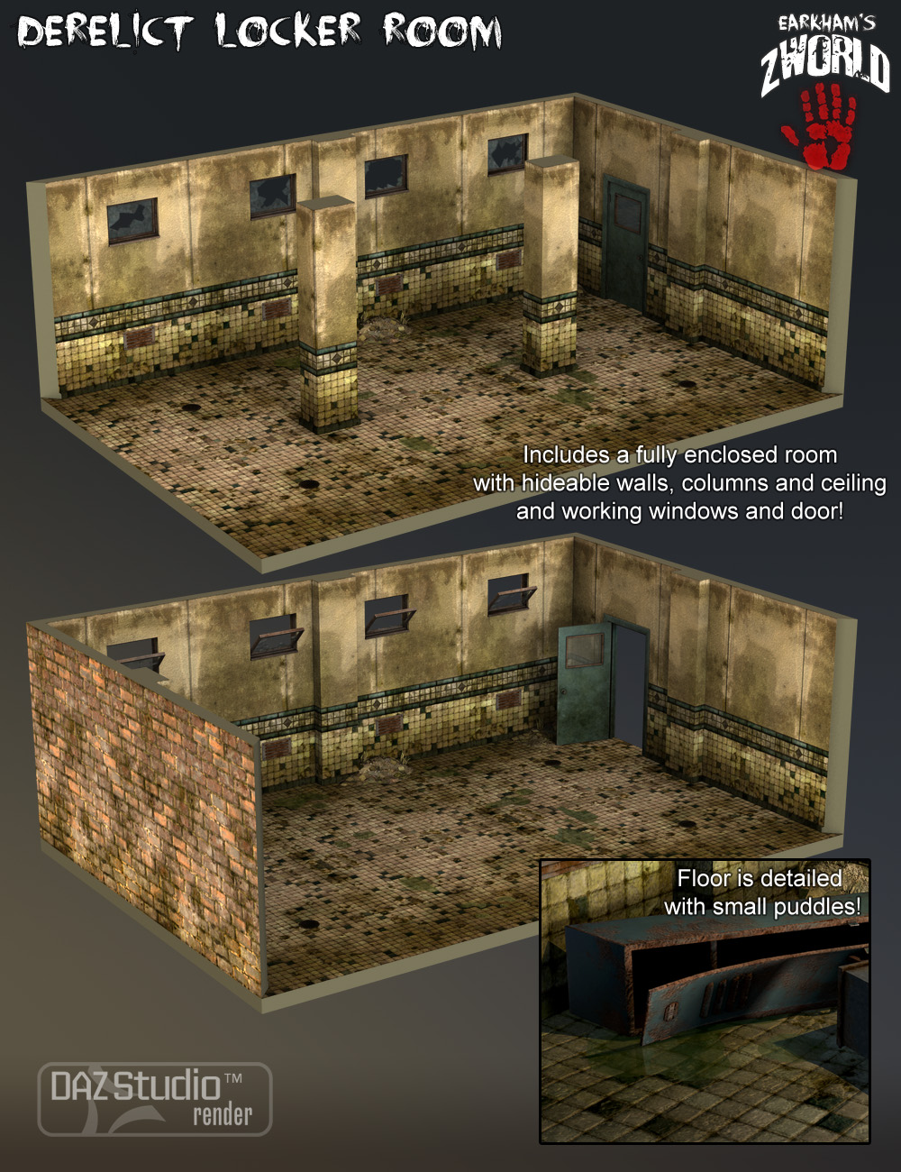 EArkham's ZWorld Derelict Locker Room by: E-Arkham, 3D Models by Daz 3D